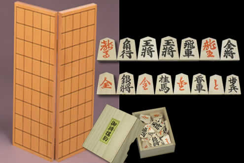 将棋盤新桂6号折盤+将棋駒赤黒押彫セット 将棋盤新桂6号折盤+将棋駒赤黒押彫セット